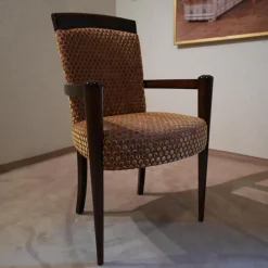 Armlehnstuhl Modell Visconti Orly 9620 Stoff Bezug Toul 33 118 Goldgelb Braun Sichtholzgestell Gebeizt und Lackiert