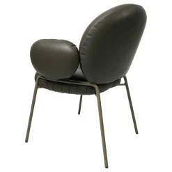 Armlehnstuhl Nana Leder Opium Plaza Brau Graun 80018 Cat. 154 Stahlgestell Beigegrau ME006 lackiert