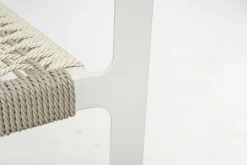 Armlehnstuhl Nodi Geflecht Canax Linen 10 Weiß Gestell Stahl Pulverbeschichtet Weiß