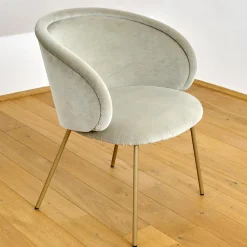 Armlehnstuhl Ona Bezug Stoff Velour Kvadrat Harald 3 143 Goldbeige Beige Stahlgestell Ona Messing ME021