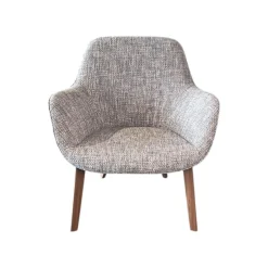 Armlehnstuhl Sheru 353 10C Innen Stoff Sorel 7872 Tanzanite Grau Außen Leder Vintage 1437 Midnight Blue Blau Gestell Nussbaum