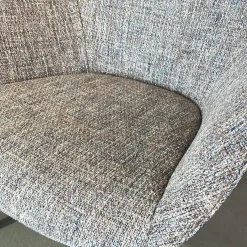 Armlehnstuhl Sheru 353 10C Innen Stoff Sorel 7872 Tanzanite Grau Außen Leder Vintage 1437 Midnight Blue Blau Gestell Nussbaum