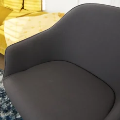 Armlehnstuhl Softshell Bezug Stoff Plano Dunkelgrau 4 Stern Gestell Drehbar Aus Aluminium Pulverbeschichtet Basic Dark Schwarz