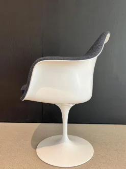 Armlehnstuhl Tulip Bezug Stoff 17 Ex Navy Blau Drehbar Gestell Moulded Fiberglass Weiß Tellerfuß