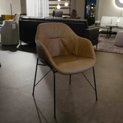 Armlehnstuhl Werra II Leder Rancho Clay PG 2 Stahlgestell Schwarz