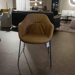 Armlehnstuhl Werra II Leder Rancho Clay PG 2 Stahlgestell Schwarz