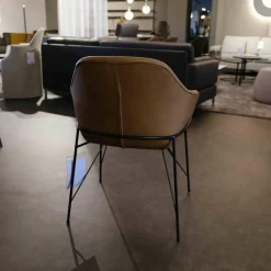 Armlehnstuhl Werra II Leder Rancho Clay PG 2 Stahlgestell Schwarz