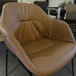 Armlehnstuhl Werra II Leder Rancho Clay PG 2 Stahlgestell Schwarz