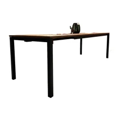 Ausziehtisch S600 Platte Eiche Geräuchert Natur Geölt Füße RAL 9005 Tiefschwarz Schwarz Pulverbeschichtet Matt