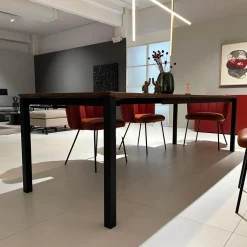 Ausziehtisch S600 Platte Eiche Geräuchert Natur Geölt Füße RAL 9005 Tiefschwarz Schwarz Pulverbeschichtet Matt