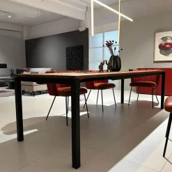 Ausziehtisch S600 Platte Eiche Geräuchert Natur Geölt Füße RAL 9005 Tiefschwarz Schwarz Pulverbeschichtet Matt