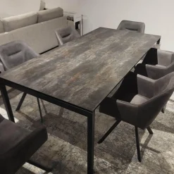 Auszugstisch Pienza Platte Keramik Oxido Darknight Grau Anthrazit Gestell Aluminium Schwarzgrau Pulverbeschichtet