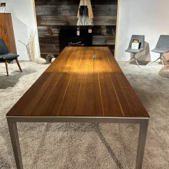 Auszugtisch Tak Platte Nussbaum Naturöl Gestell Metall Edelstahl Finish Mit Einlegeplatte