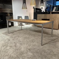 Auszugtisch Tak Platte Nussbaum Naturöl Gestell Metall Edelstahl Finish Mit Einlegeplatte