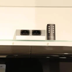 Badkombination Gentis Bad Hinterlackiertes Glas Lack Hochglanz Grau Mit LED Beleuchtung