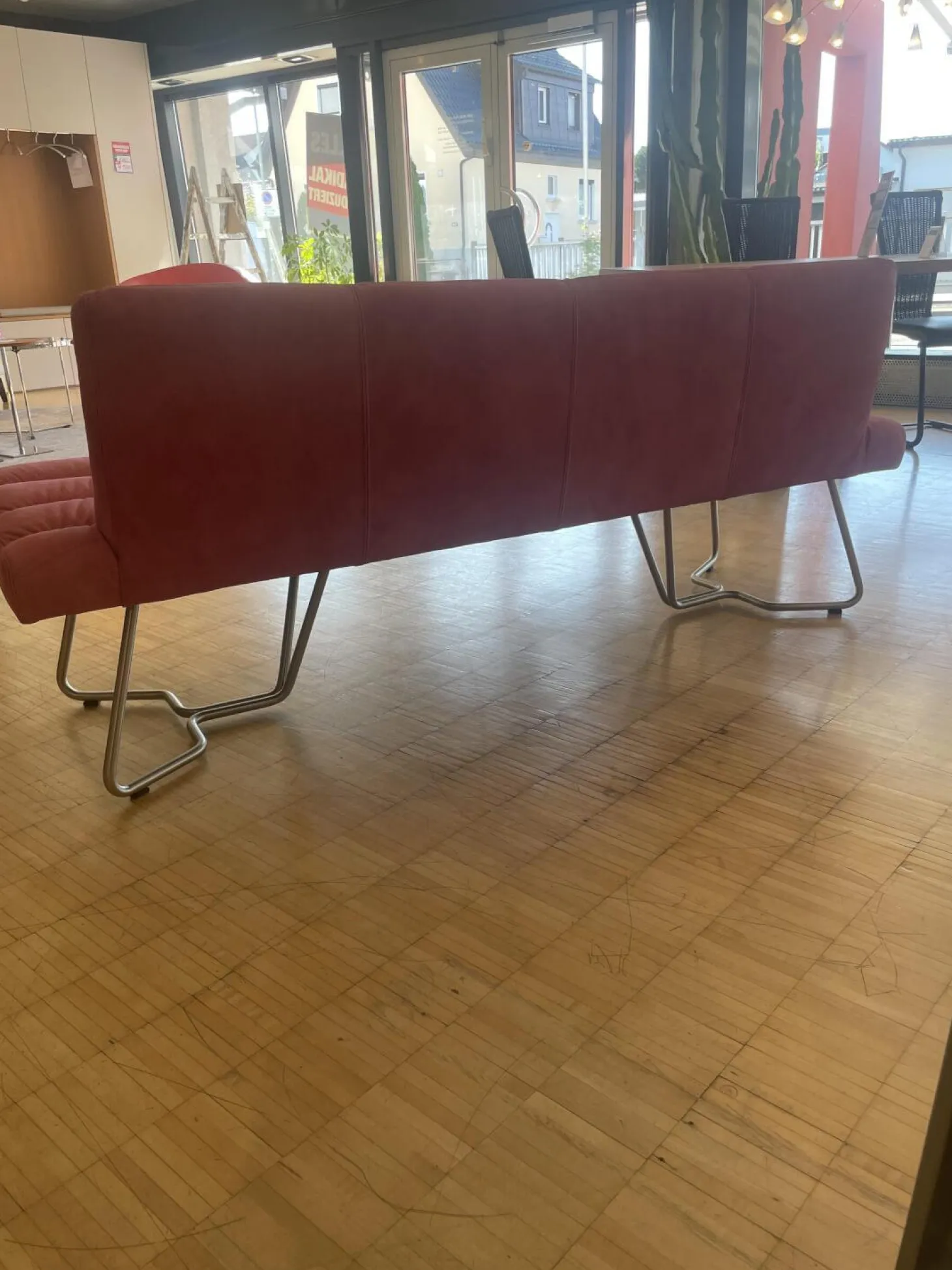 Bank Aiden Soft 0211B86A Leder Luna L7 4862 Granata Rot Kufengestell Edelstahl