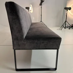 Bank Byblos Bezug Stoff U3052K Dark Grey Dunkelgrau Kufen Schwarz Lackiert