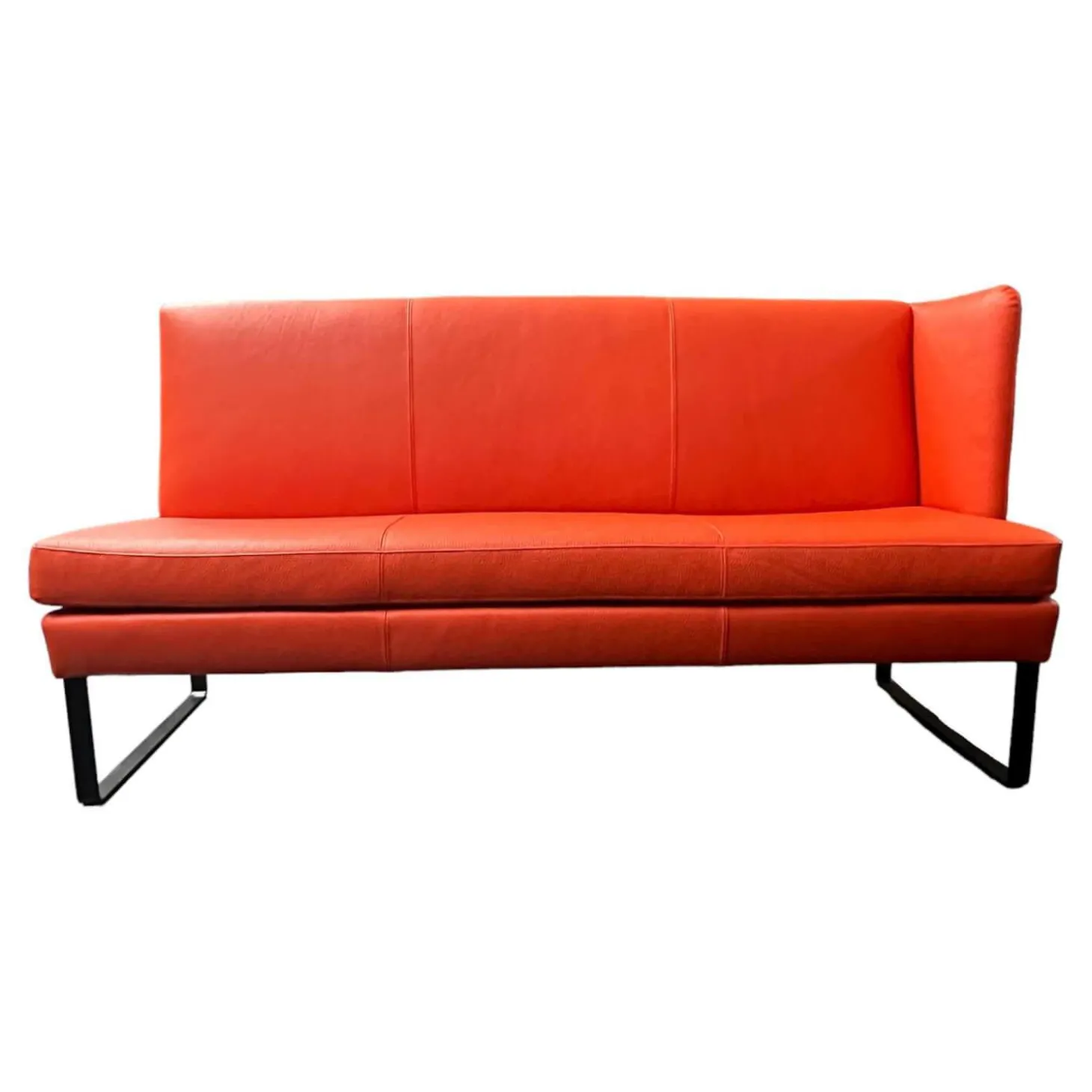 Bank Byblos XL Mit Armlehne Rechts Bezug Leder L9999B Orange Rot Fuß Metallkufen Schwarz