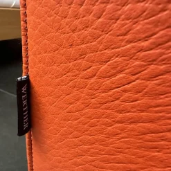 Bank Byblos XL Mit Armlehne Rechts Bezug Leder L9999B Orange Rot Fuß Metallkufen Schwarz