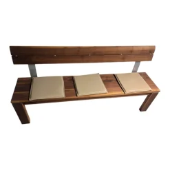 Bank Caris Amerikanischer Nussbaum Massiv Mit 3 Kissen Wildanalinleder Capuccino