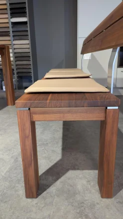 Bank Caris Amerikanischer Nussbaum Massiv Mit 3 Kissen Wildanalinleder Capuccino