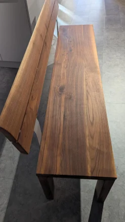 Bank Caris Amerikanischer Nussbaum Massiv Mit 3 Kissen Wildanalinleder Capuccino