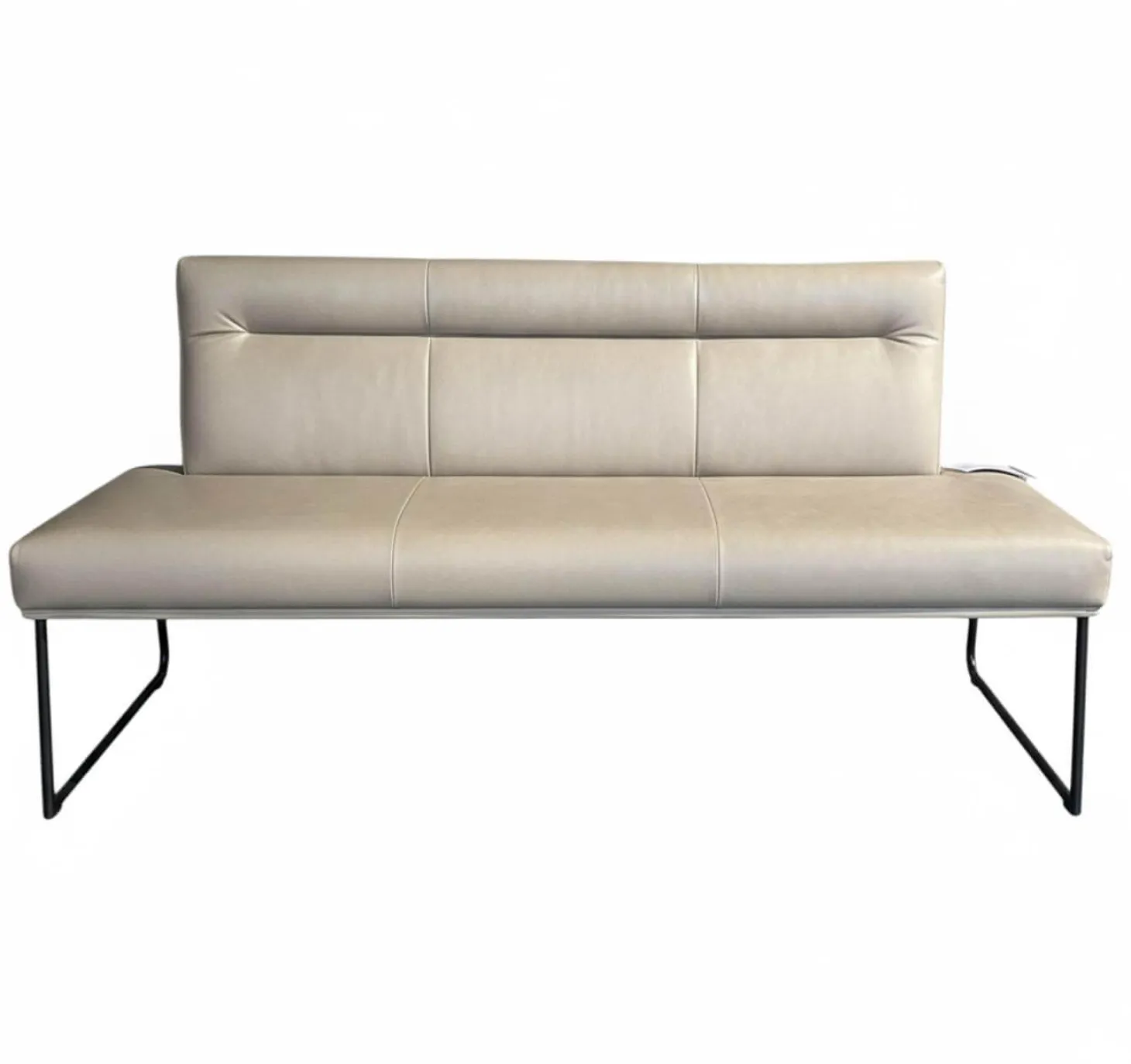 Bank Columbo Leder Rancho 1805 Fango Beige Metallgestell Rundrohr Schwarz Lackiert