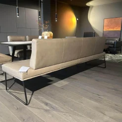 Bank Columbo Leder Rancho 1805 Fango Beige Metallgestell Rundrohr Schwarz Lackiert