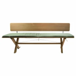 Bank Cross Teak Massiv Verleimt Unbehandelt Klappbar mit Sitzpolster Schilfgrün