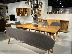 Bank Flor Stoff Ripley RI16 Grau Gestell Eiche Naturöl