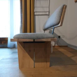 Bank Impuls P6 Oxford Uni Beige Grau Gestell Wildeiche Hell Geölt Bügel Metall Anthrazit Matt