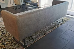 Bank Lena Stoff Webstoff mit Lederlook Pewter Graubraun Gestell Grau Pulverbeschichtet