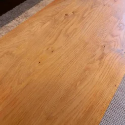 Bank Massivholz Eiche mit Rückenlehne Leder Schwarz