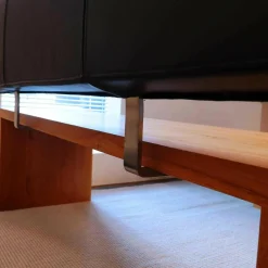 Bank Massivholz Eiche mit Rückenlehne Leder Schwarz