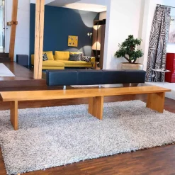 Bank Massivholz Eiche mit Rückenlehne Leder Schwarz