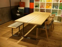 Bank Nox Bezug Stoff Canvas 134 Mittelgrau Korpus Eiche Weiß Geölt Metallkufen Gestell Chrom Glänzend Ohne Tisch Und Stühle