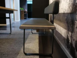 Bank Nox Eiche Naturöl Bezug Leder 70241 Anthrazit Metallkufe Schwarz