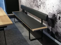 Bank Nox Eiche Naturöl Bezug Leder 70241 Anthrazit Metallkufe Schwarz