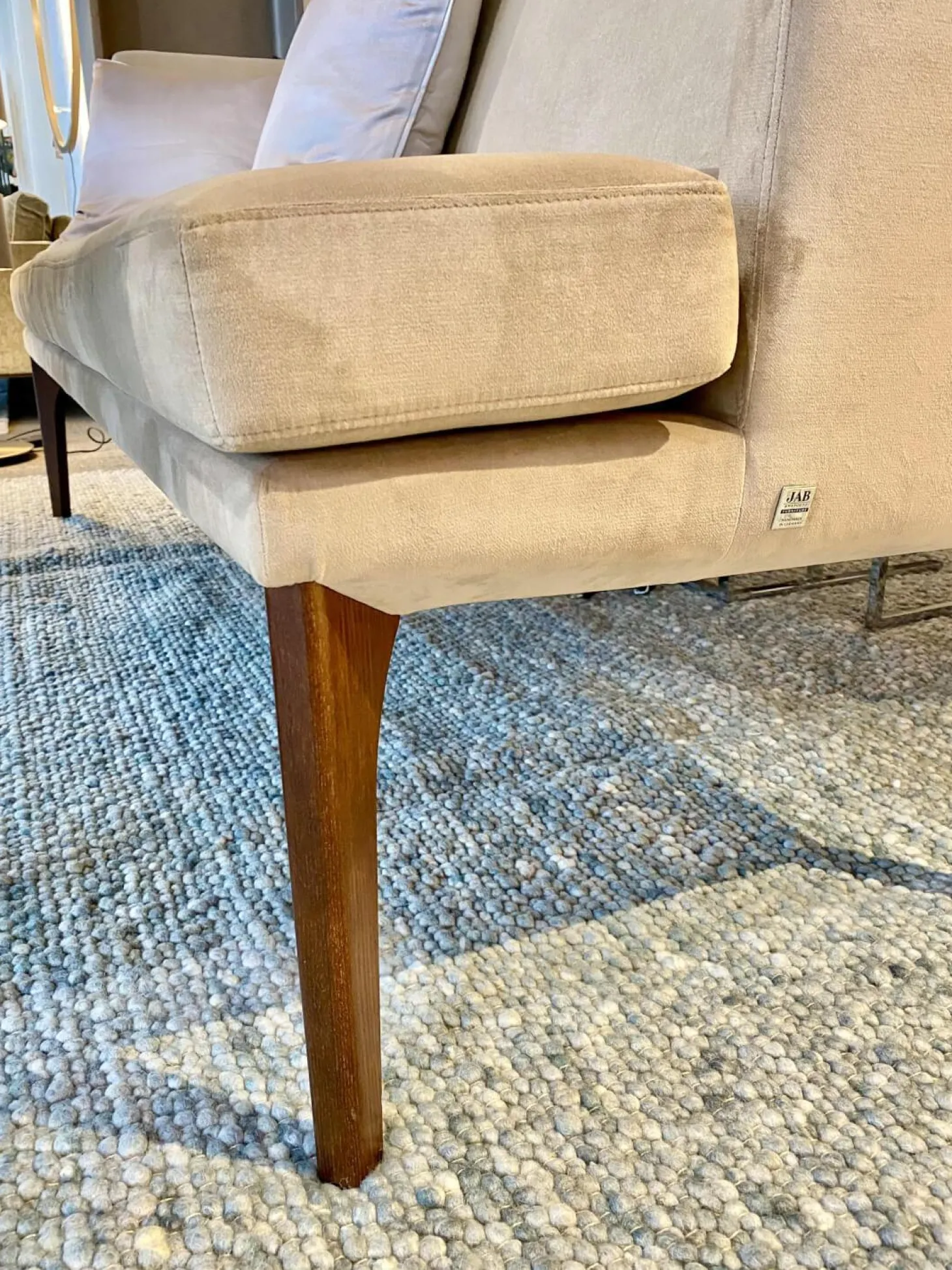 Bank Polo Dining Bezug Stoff JAB-1-6847-020 Lennox Beige Gestell Walnuss Natur Geölt