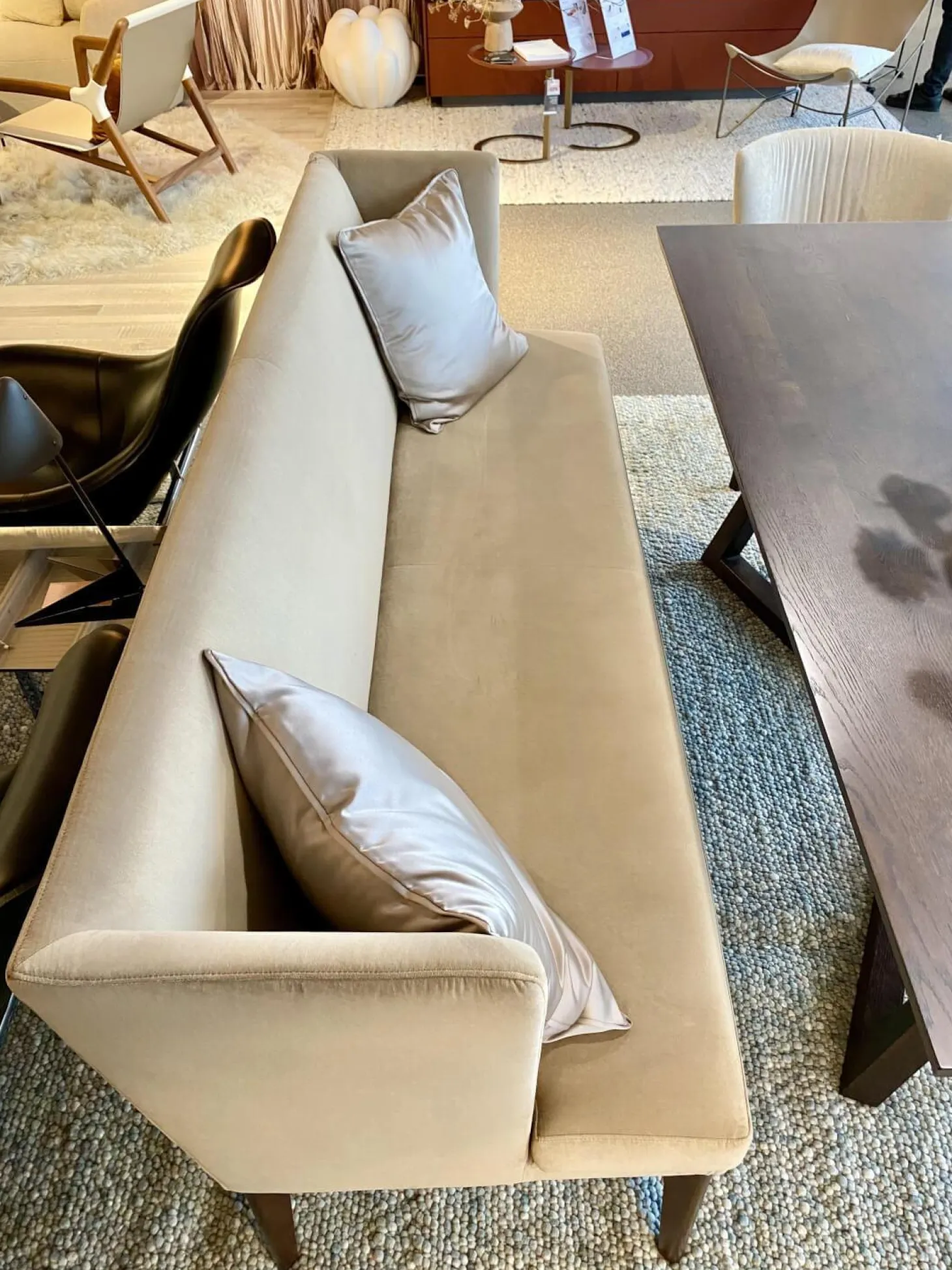 Bank Polo Dining Bezug Stoff JAB-1-6847-020 Lennox Beige Gestell Walnuss Natur Geölt