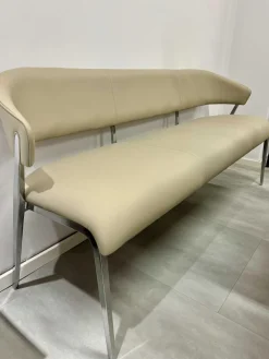 Bank S500 Leder Sand 5122 Gestell Aluminium Poliert