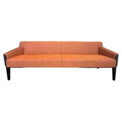 Bank William Innen Stoff Tekla Mandarin F Orange Außen Leder Nappa Stahlblau Schwarz Füße Buche Schwarz