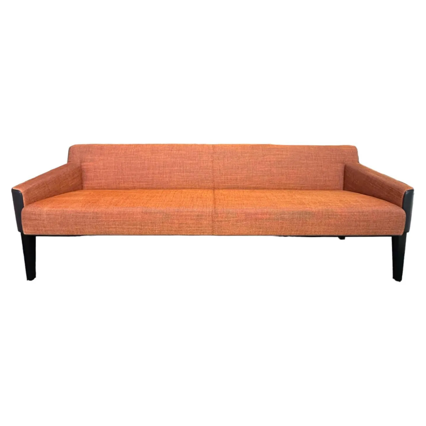 Bank William Innen Stoff Tekla Mandarin F Orange Außen Leder Nappa Stahlblau Schwarz Füße Buche Schwarz