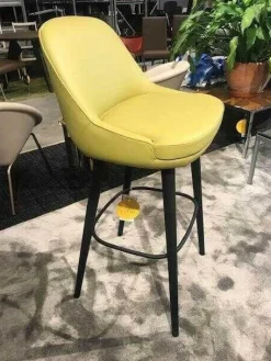 Barhocker 376 Leder Kat. Congress Pistazie Gestell Massivholz Eiche Geflammt (5 verfügbar)