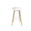 Barhocker AAS32 High Weiße Sitzschale Gestell Eiche Hell Mit Fußstütze In Aluminum