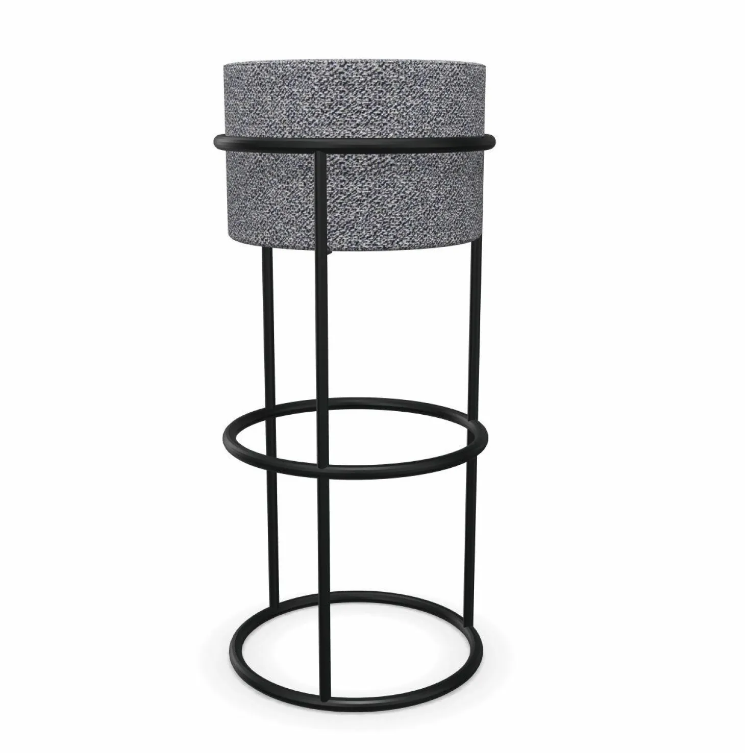 Barhocker Drop Stoff 5012 Blau Ecru Metallgestell Pulverbeschichtet M20 Schwarz