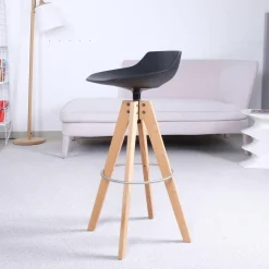 Barhocker Flow Stool Eiche Lackiert Matt Grafitgrau Gestell Eiche Natur