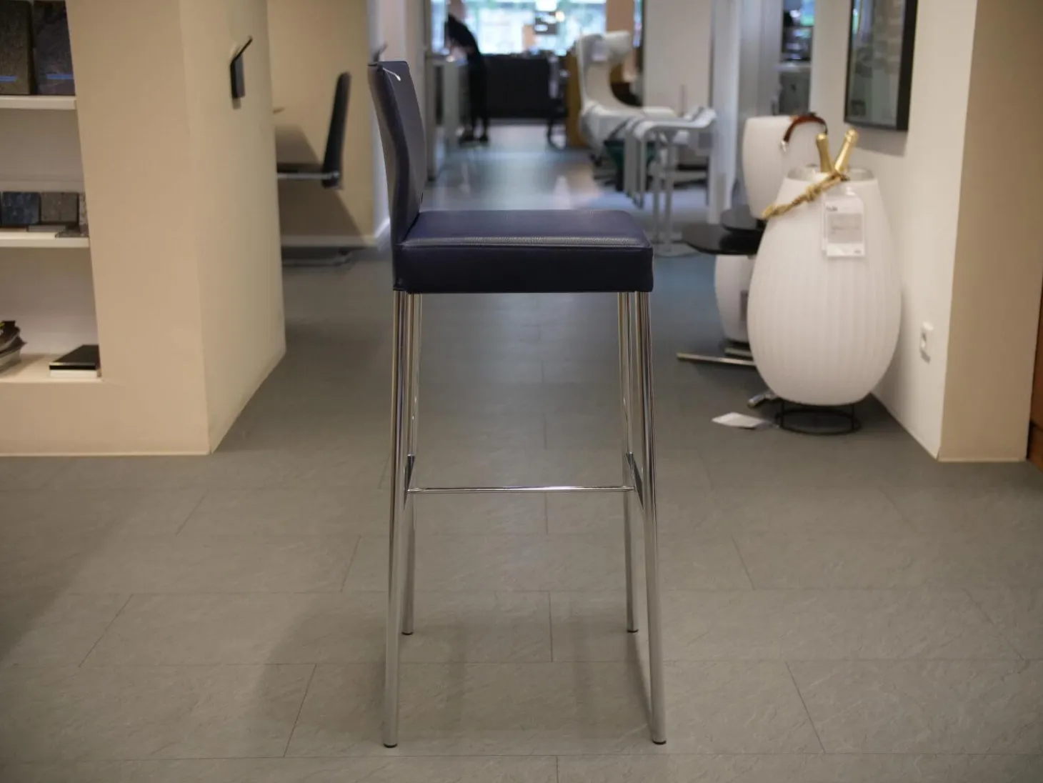 Barhocker Glooh Kunstleder Skai Ocean 4-Fuß Rundrohr Verchromt