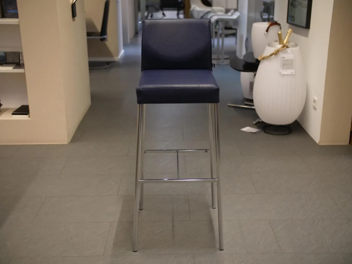 Barhocker Glooh Kunstleder Skai Ocean 4-Fuß Rundrohr Verchromt