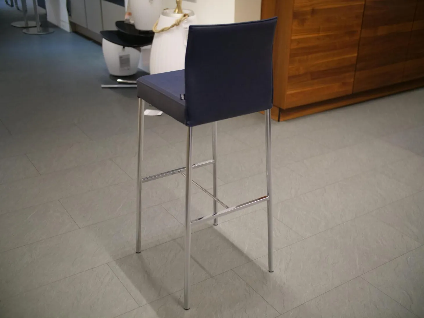 Barhocker Glooh Kunstleder Skai Ocean 4-Fuß Rundrohr Verchromt